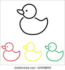 Web line icon. Rubber duck, baby toy