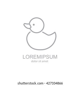 Web line icon. Rubber duck, baby toy