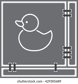 Web line icon. Rubber duck, baby toy
