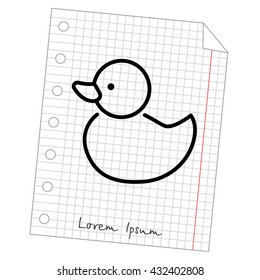 Web line icon. Rubber duck, baby toy