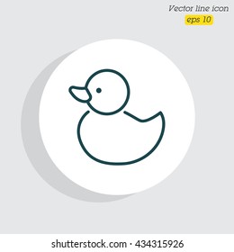 Web line icon. Rubber duck, baby toy