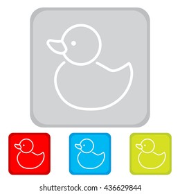 Web line icon. Rubber duck, baby toy