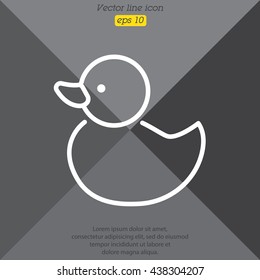 Web line icon. Rubber duck, baby toy
