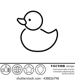 Web line icon. Rubber duck, baby toy