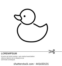Web line icon. Rubber duck, baby toy