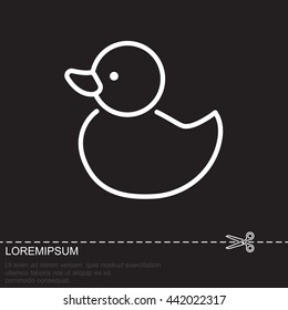 Web line icon. Rubber duck, baby toy