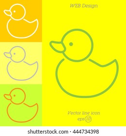 Web line icon. Rubber duck, baby toy