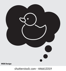 Web line icon. Rubber duck, baby toy