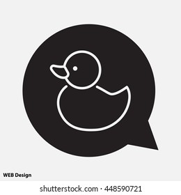 Web line icon. Rubber duck, baby toy
