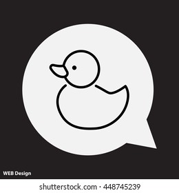 Web line icon. Rubber duck, baby toy