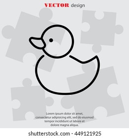 Web line icon. Rubber duck, baby toy
