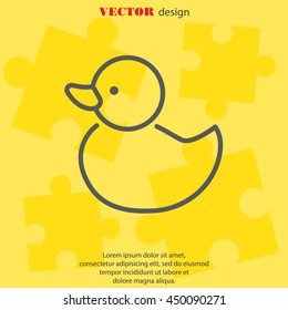 Web line icon. Rubber duck, baby toy
