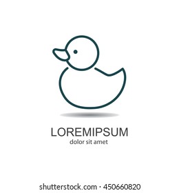 Web line icon. Rubber duck, baby toy