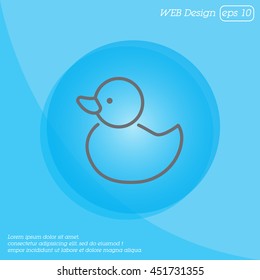 Web line icon. Rubber duck, baby toy