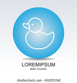 Web line icon. Rubber duck, baby toy