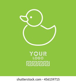 Web line icon. Rubber duck, baby toy