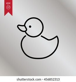 Web line icon. Rubber duck, baby toy