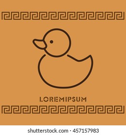 Web line icon. Rubber duck, baby toy