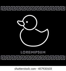 Web line icon. Rubber duck, baby toy