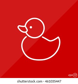 Web line icon. Rubber duck, baby toy