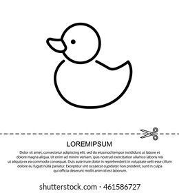 Web line icon. Rubber duck, baby toy