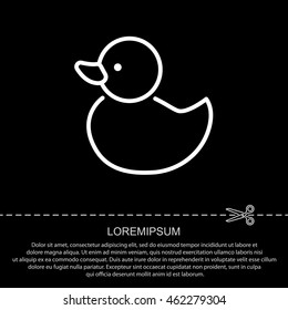 Web line icon. Rubber duck, baby toy