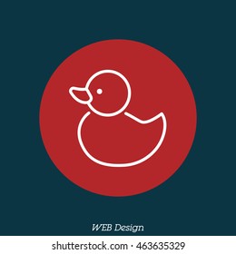 Web line icon. Rubber duck, baby toy