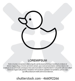 Web line icon. Rubber duck, baby toy