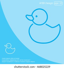 Web line icon. Rubber duck, baby toy