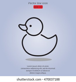 Web line icon. Rubber duck, baby toy
