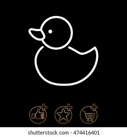 Web line icon. Rubber duck, baby toy