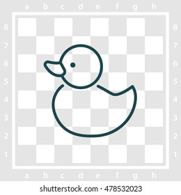 Web line icon. Rubber duck, baby toy