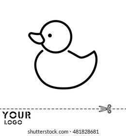 Web line icon. Rubber duck, baby toy