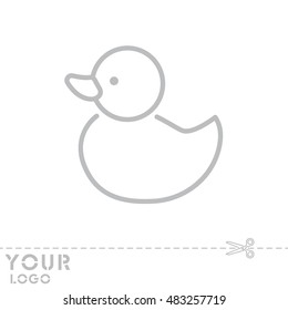Web line icon. Rubber duck, baby toy