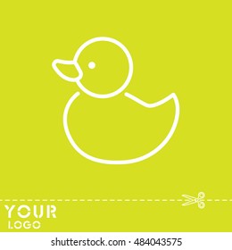 Web line icon. Rubber duck, baby toy
