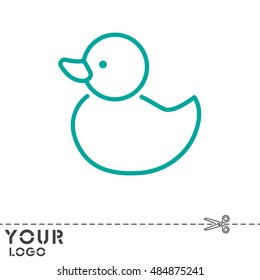 Web line icon. Rubber duck, baby toy