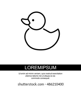 Web line icon. Rubber duck, baby toy