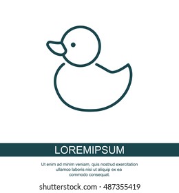 Web line icon. Rubber duck, baby toy
