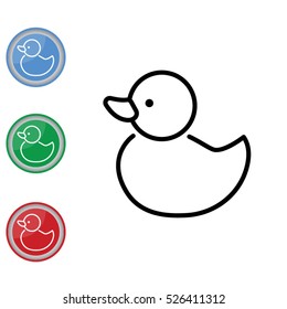 Web line icon. Rubber duck, baby toy
