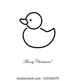 Web line icon. Rubber duck, baby toy