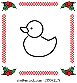 Web line icon. Rubber duck, baby toy