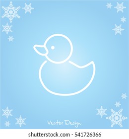 Web line icon. Rubber duck, baby toy