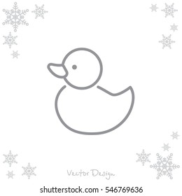 Web line icon. Rubber duck, baby toy