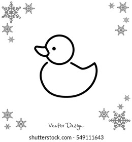 Web line icon. Rubber duck, baby toy