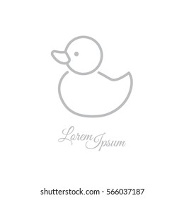 Web line icon. Rubber duck, baby toy