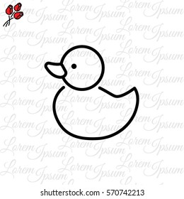 Web line icon. Rubber duck, baby toy