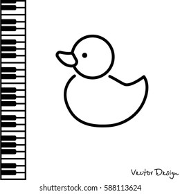 Web line icon. Rubber duck, baby toy