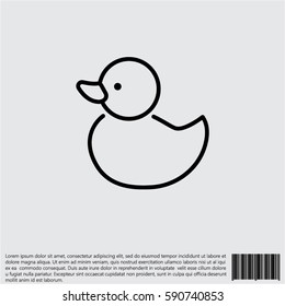 Web line icon. Rubber duck, baby toy