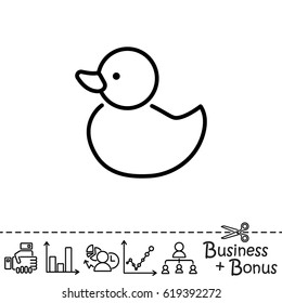 Web line icon. Rubber duck, baby toy