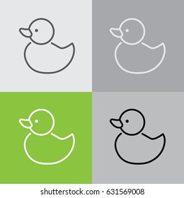 Web line icon. Rubber duck, baby toy